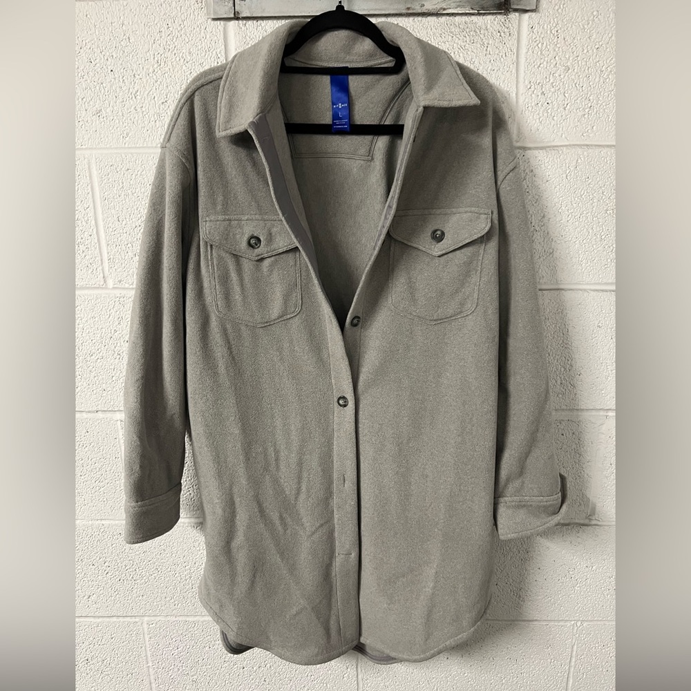 Kit and Ace Light Gray hyge Button-Front Shirt Jacket
